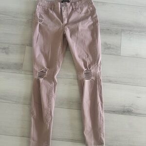 Refuge Women's Distressed Straight Leg Jeans in Pink